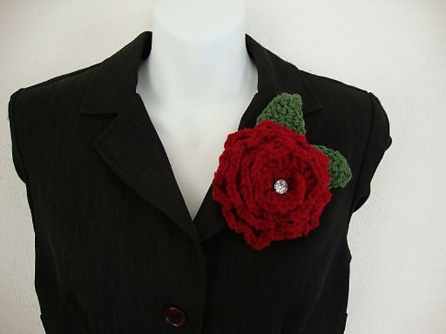 Crochet Red Rose