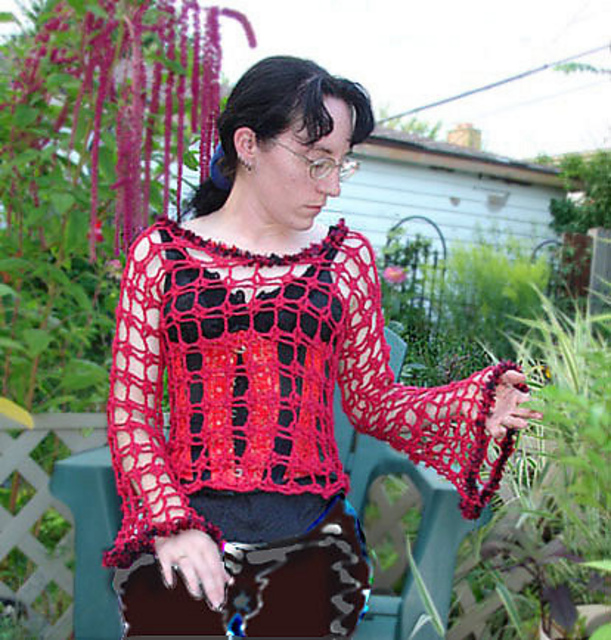 Sexy Openwork Crochet Peasant Top