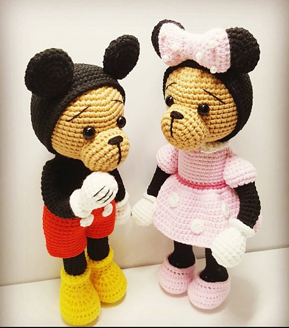 Amigurumi Mickey and Minnie Bears