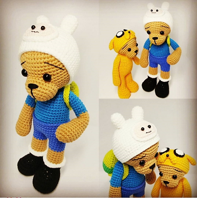Amigurumi Finn and Jake bears