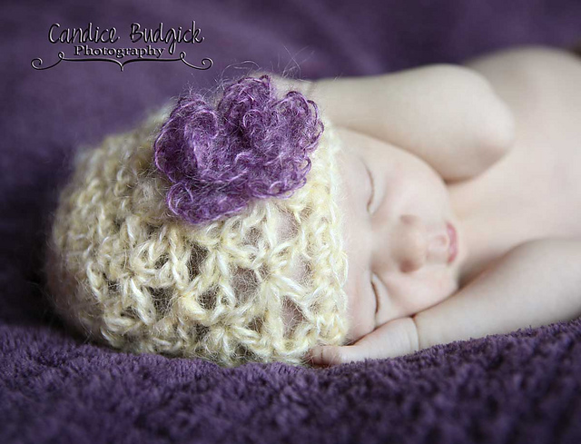Mohair Flower Hat for Newborn