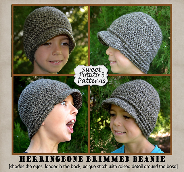 Herringbone Brimmed Beanie