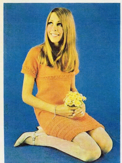 Knitted Dress with Lacy Panels