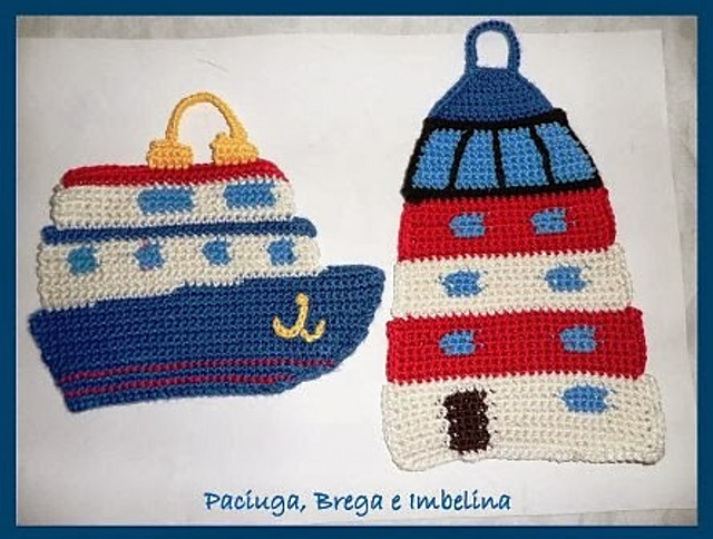 Marine Potholder: Ship & Beacon