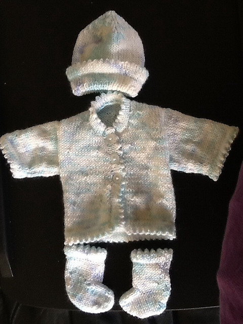 Design 1 - Picot Edge and Embroidered Set  - Cardigan