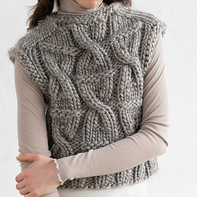 p.52 Chunky top-down Aran vest