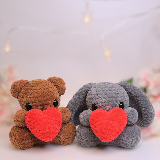 2 in 1 Bear And Bunny With A Heart