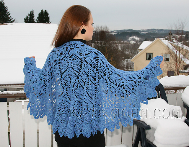 na様❤️６点⭐️A980⭐️ AZUL ♥ 2way スクエアネック Vネック リブ Ravelry: #14 Pineapple Shawl pattern by Hamanaka Kikaku (ハマナカ企画)