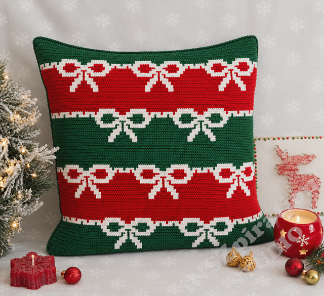 "Xmas bows" cushions
