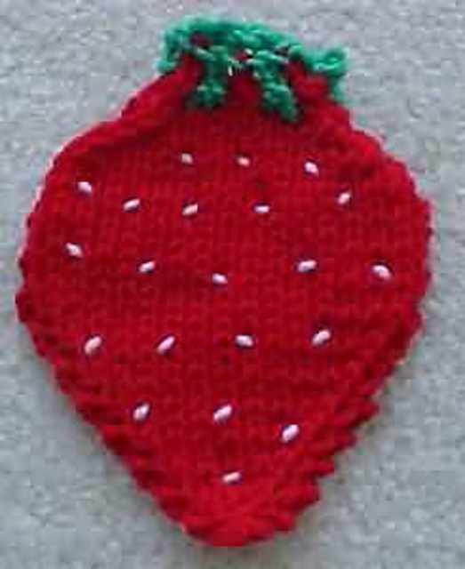 Knit Strawberry Coaster