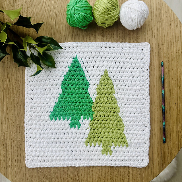 Christmas Trees Washcloth
