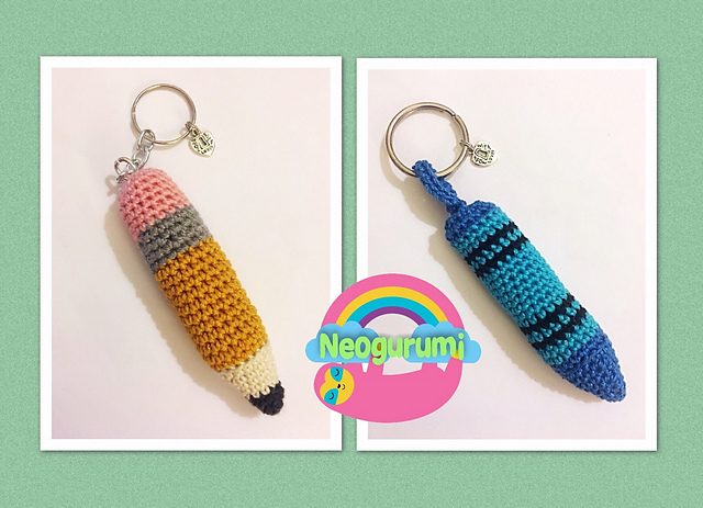 Pencil and Crayon keychain/charm