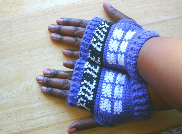 Tardis Inspired Fingerless Gloves