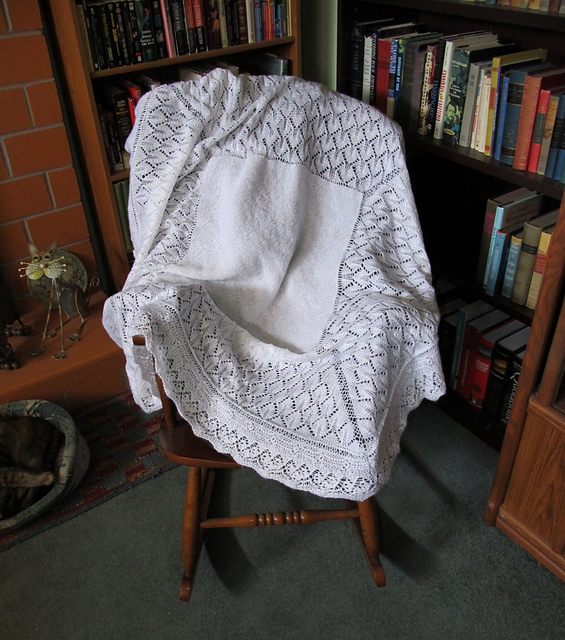 Foliage Lace Christening Shawl