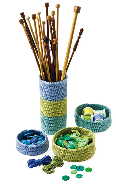 #10 Crocheted Baskets and Needle Cozy
