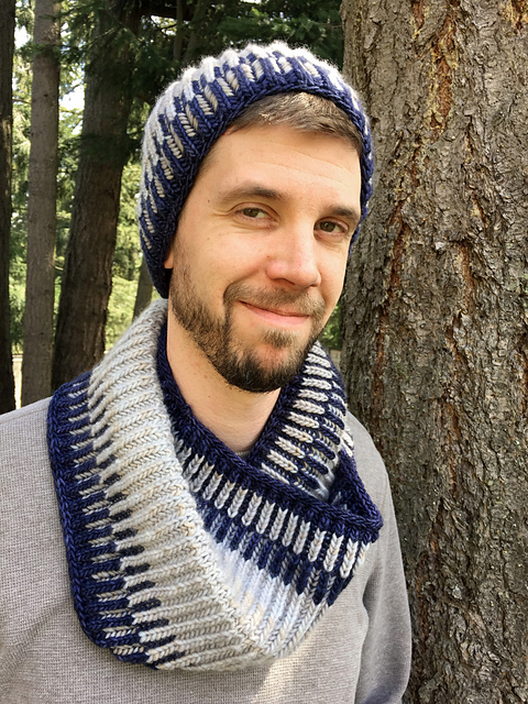 Cascades Brioche Hat and Cowl