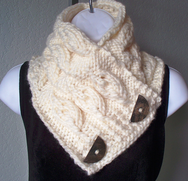 Chunky Embossed Leaf Button Scarf