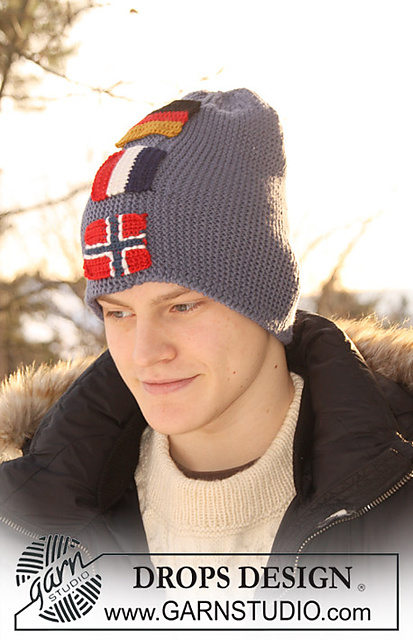 110-52 Hats with flags, worked from side to side