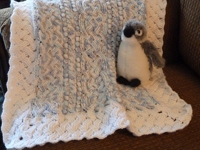 Blue Cloud Baby Cable Afghan