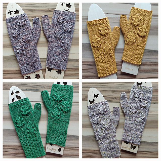 Wilderness of Nature Oak Leaves Fingerless Gloves