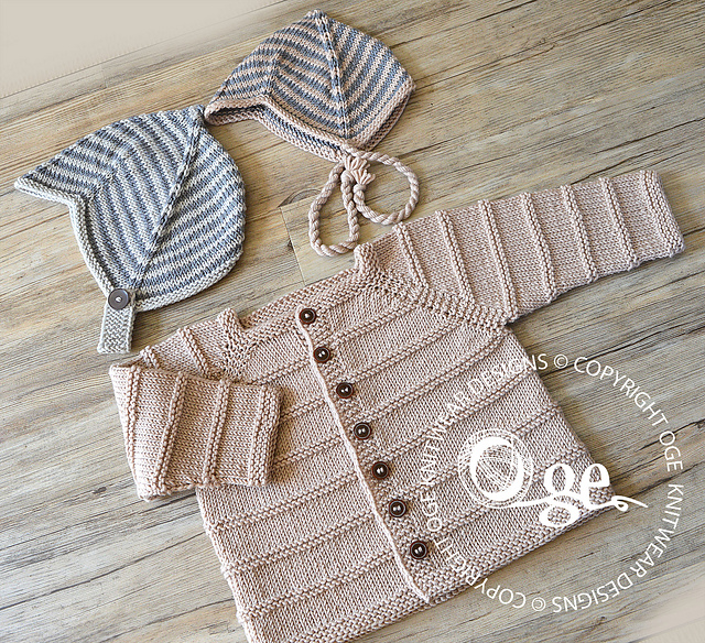 Ridge Pattern Cardigan and Helmet – P125 (A)