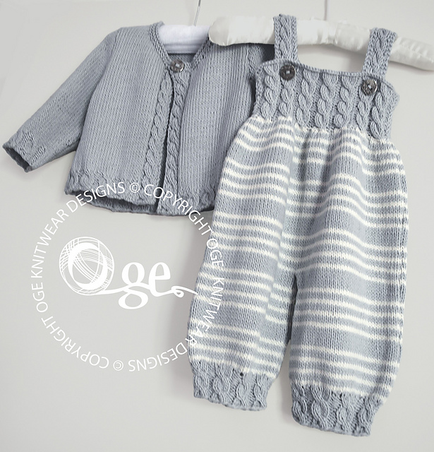 Baby Overalls - cabled bodice & Sweater P037