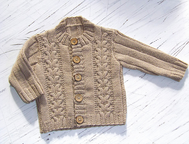 Sweater with cables and Rib Sleeves
