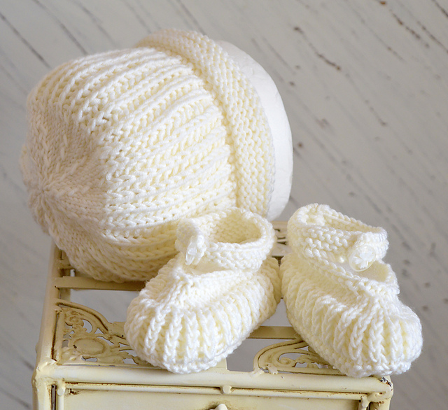 Bootees and Matching Hat