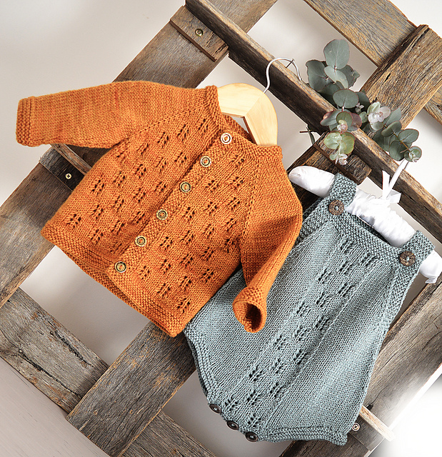 Romper and Cardigan - Gumnut set P144 & P142