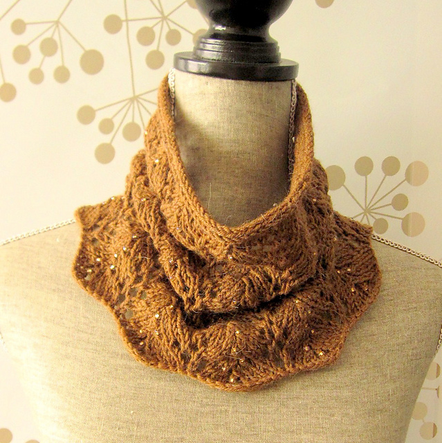 2 in 1 Vine Lace Cowl and Hat with Beads
