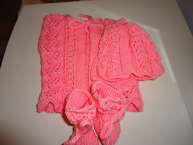 Blanket, Cardigan, Cap, and Booties
