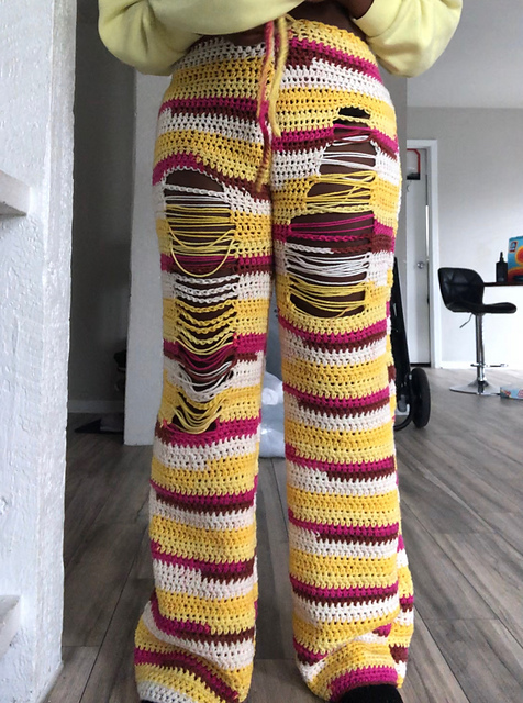 Wide Leg Distressed Pants
