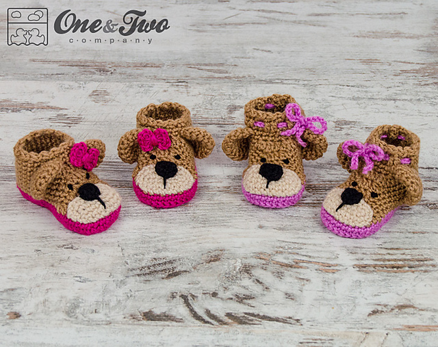 Teddy Bear Booties - Baby Sizes