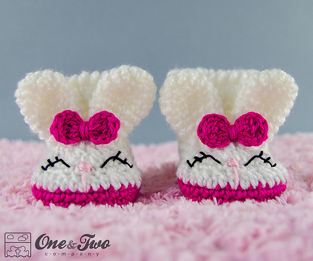 Olivia the Bunny Booties - Baby Sizes