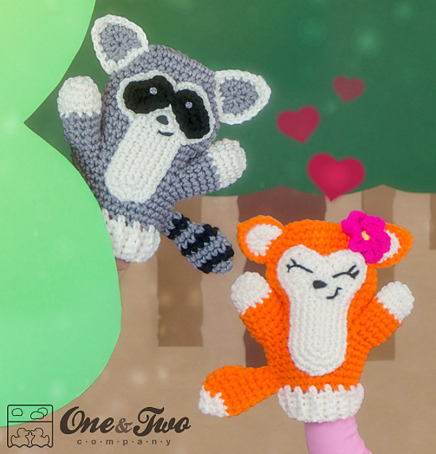 Flora the Fox and Ryo the Raccoon Puppets