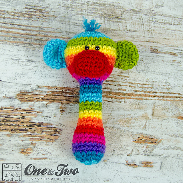 Rainbow Sock Monkey Handle Rattle