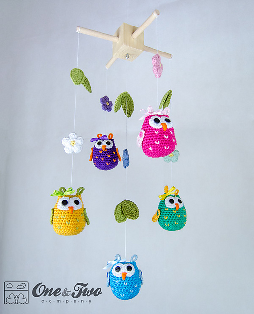 Owls and Flowers Mobile