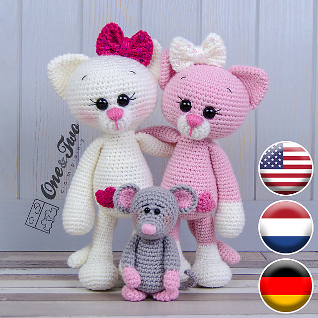 Kissie Kitty and Skip Mouse Amigurumi