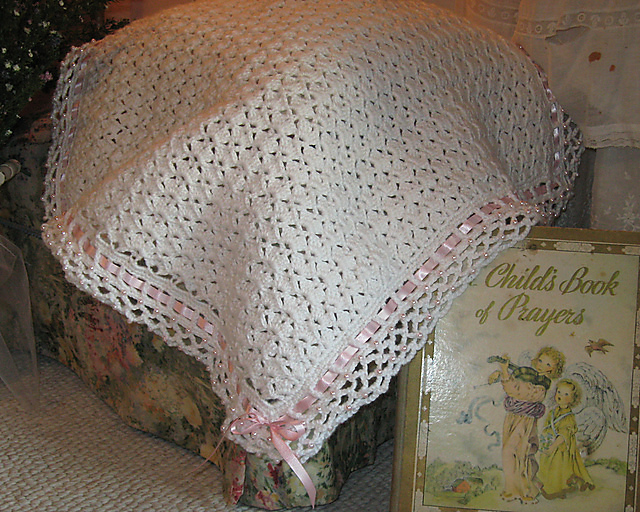 Ribbon and Pearls Christening Afghan