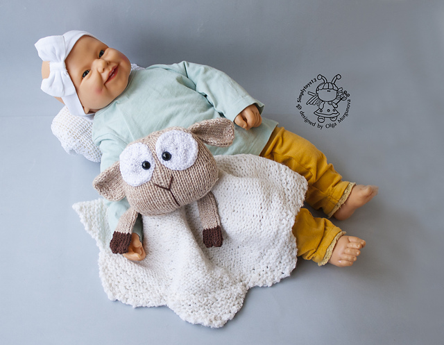 Lamb Toy Baby Lace Blanket