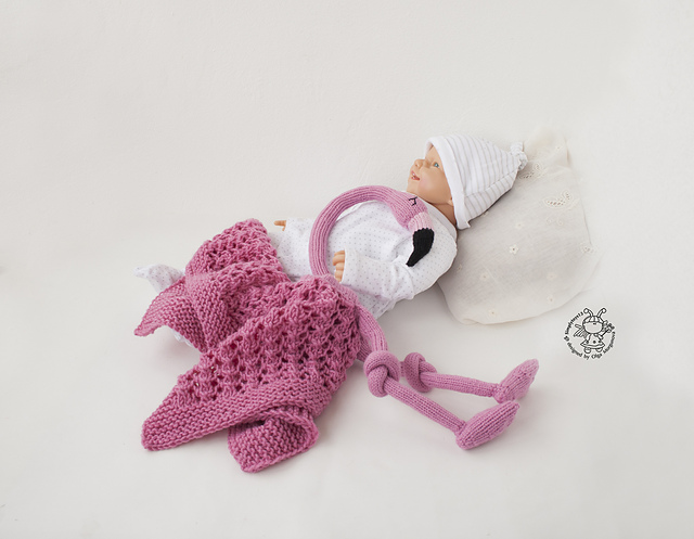 Flamingo toy baby lace blanket