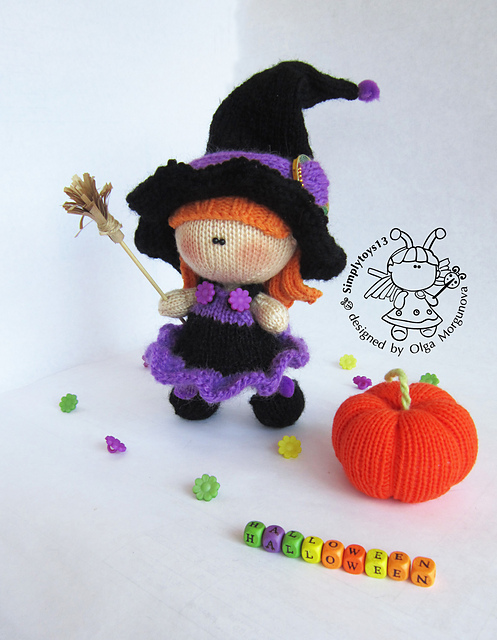 Young Witch doll and Pumpkin
