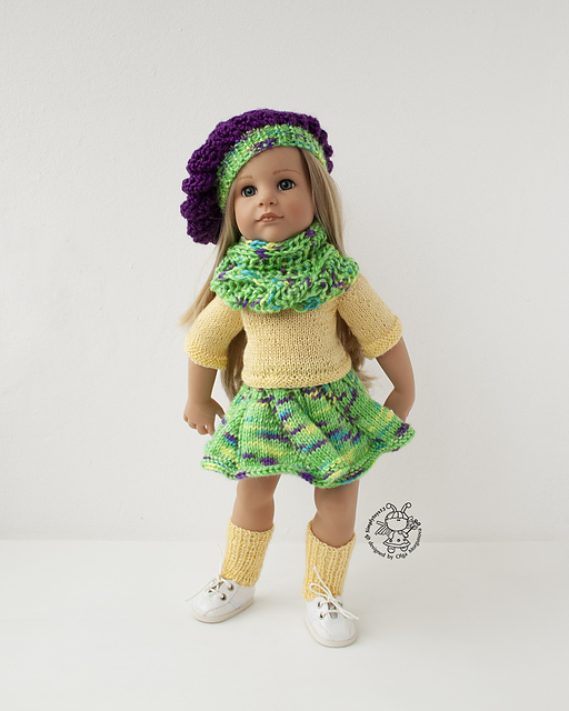Outfit Purple and yellow for 18 in doll