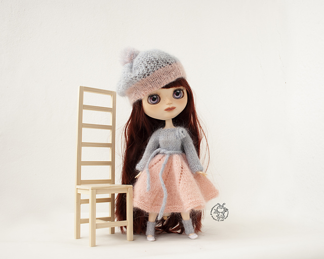 Pink and gray outfit for 12" dolls