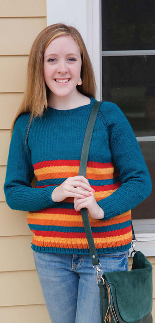 Color-Block Striped Raglan Sweater
