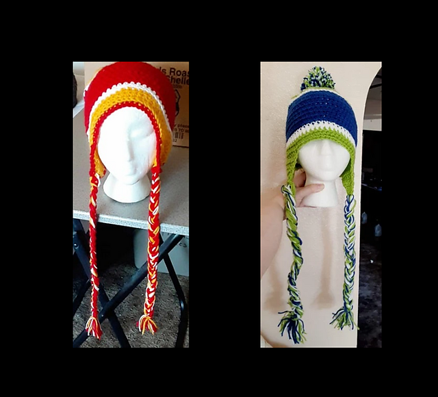 Football Team Beanie with Braids