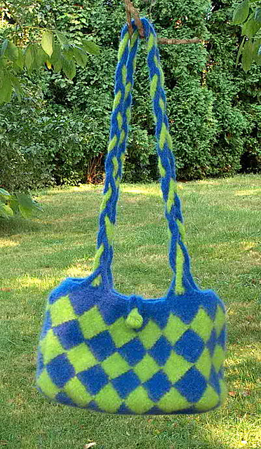 Harlequin Felted Entrelac Purse