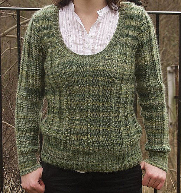 Knitted Lacy Stripe Sweater