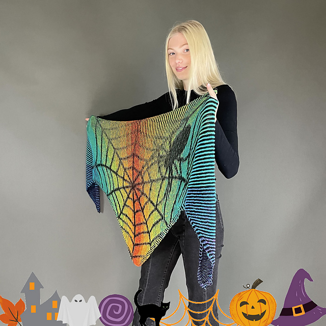 Halloween Illusion Shawl Spinnennetz