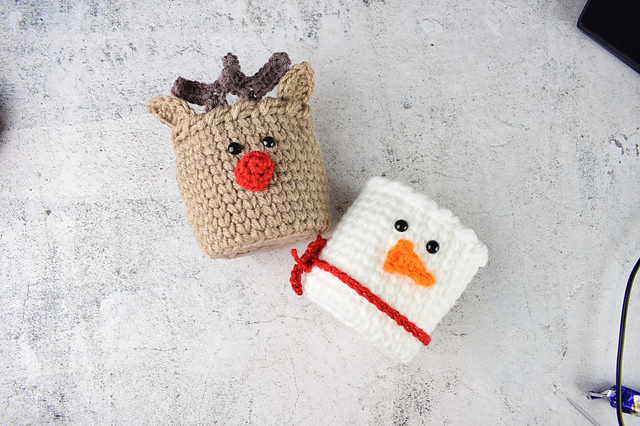Snowman and Reindeer mini basket